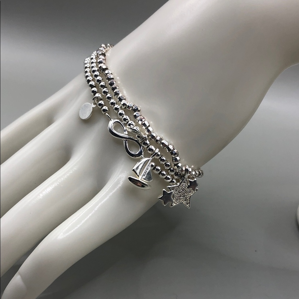 Katie Loxton ball bead 3 stretch charm bracelets bundle infinity sail boat stars